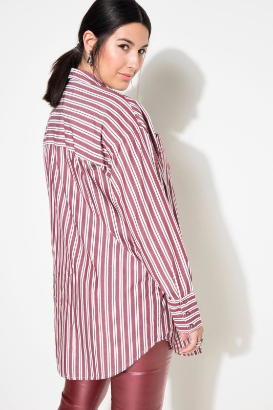 Oversized Striped Long Sleeve Button Down Blouse