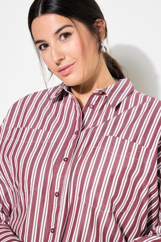 Oversized Striped Long Sleeve Button Down Blouse