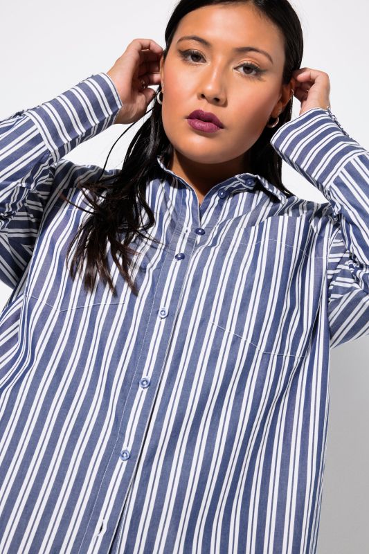 Oversized Striped Long Sleeve Button Down Blouse