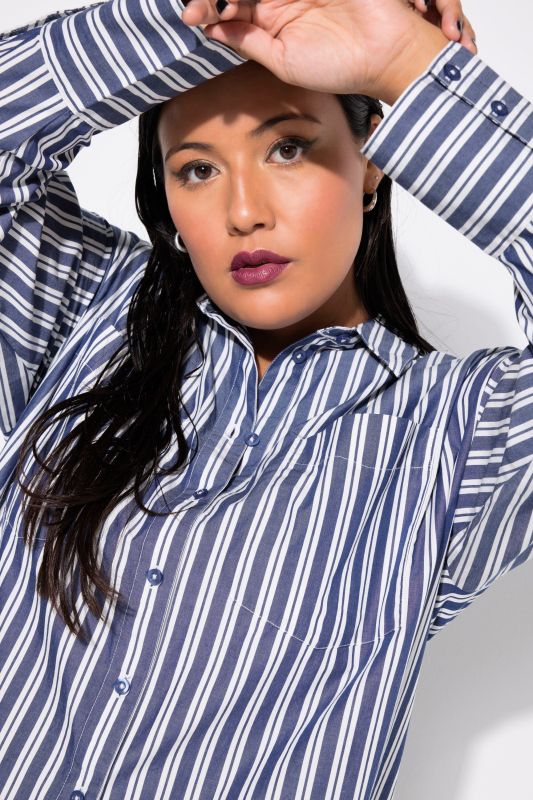 Oversized Striped Long Sleeve Button Down Blouse