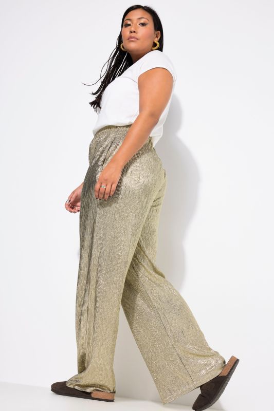 Textured Metallic Wide Leg Pants