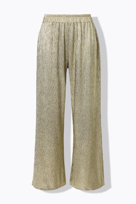 Textured Metallic Wide Leg Pants