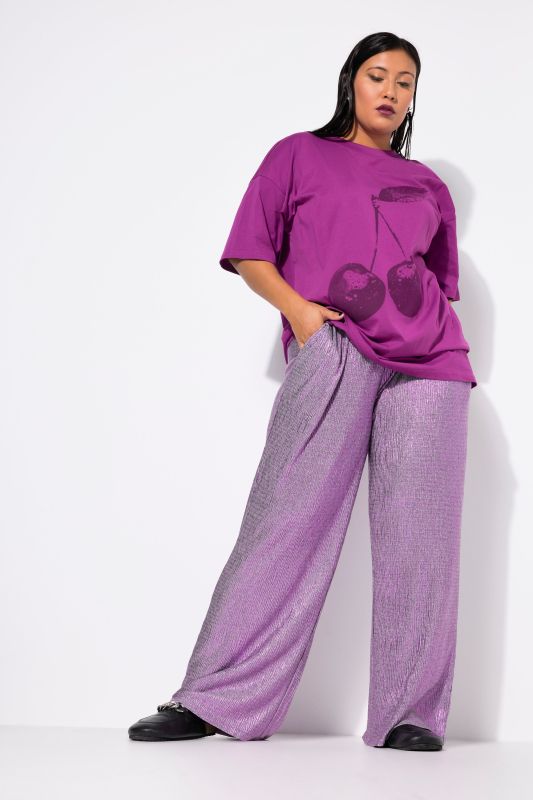 Textured Metallic Wide Leg Pants