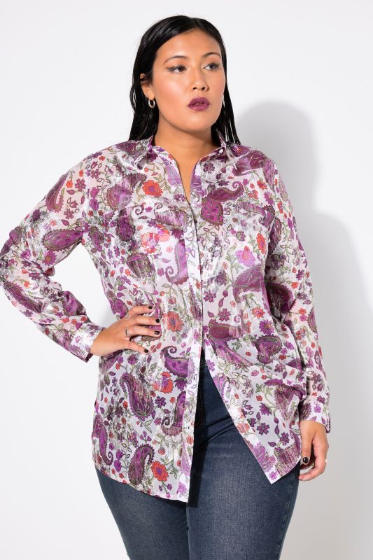 Floral Paisley Long Sleeve Button Down Blouse