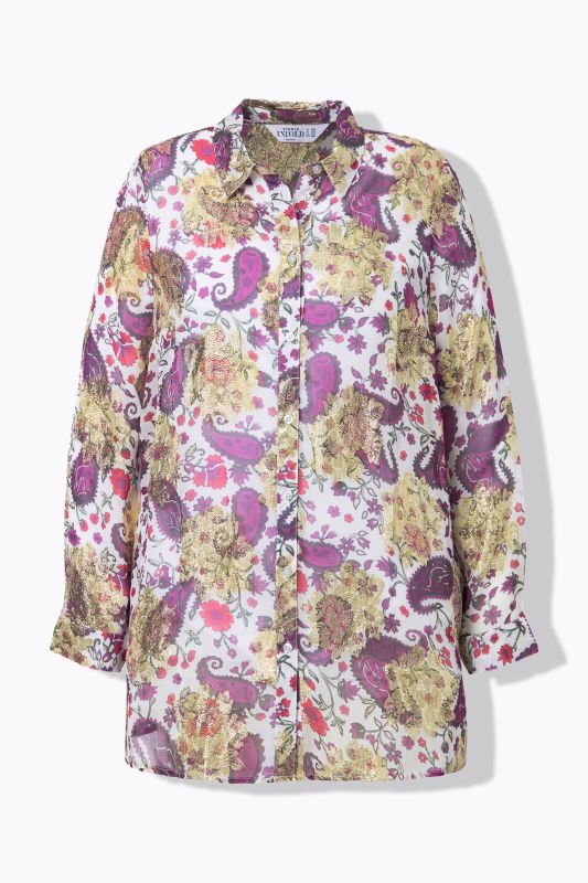 Floral Paisley Long Sleeve Button Down Blouse