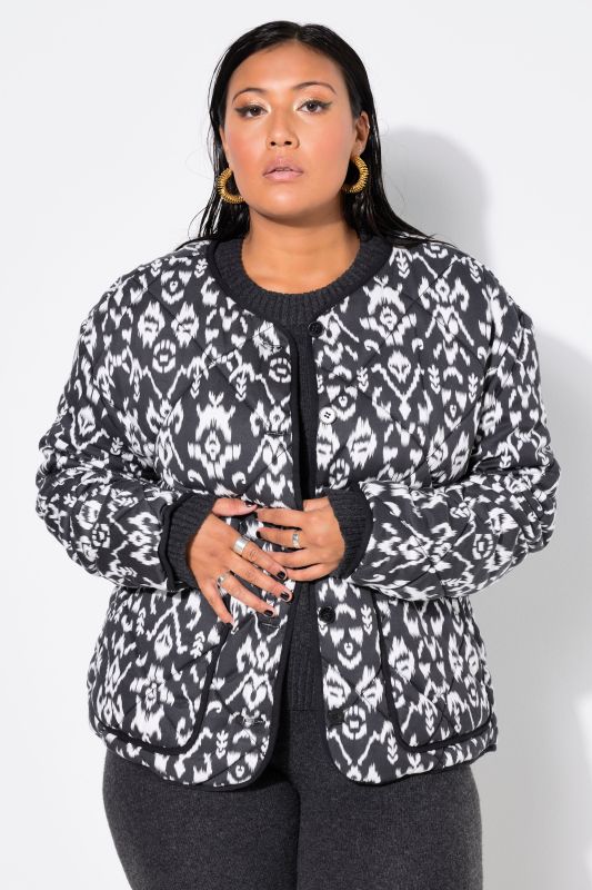 Ikat Print Oversized Puffer Coat