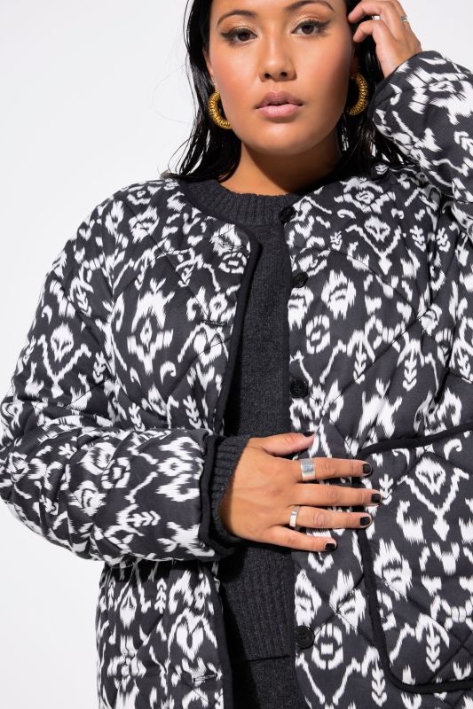 Ikat Print Oversized Puffer Coat