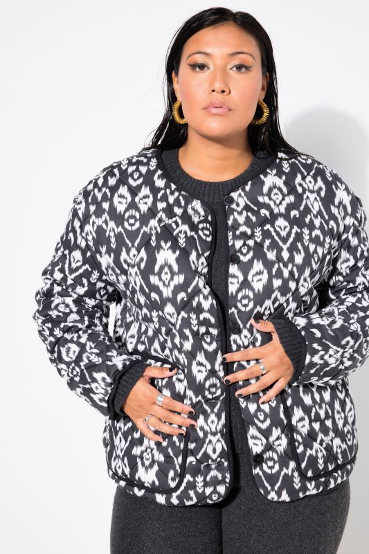 Ikat Print Oversized Puffer Coat