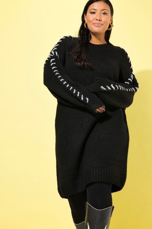 Oversized Seam Long Sleeve Sweater Dress