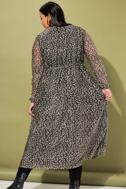 Sheer Wrap Look Leopard Print Dress