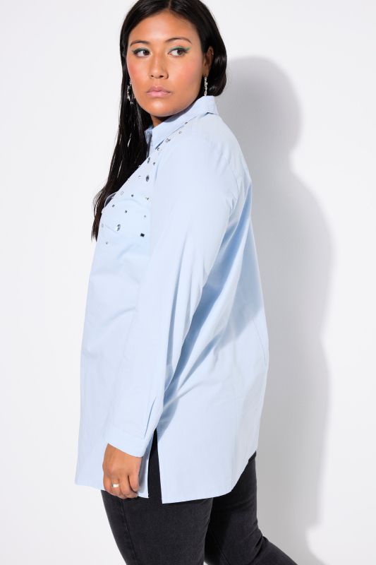 Rhinestone Long Sleeve Button Down Blouse