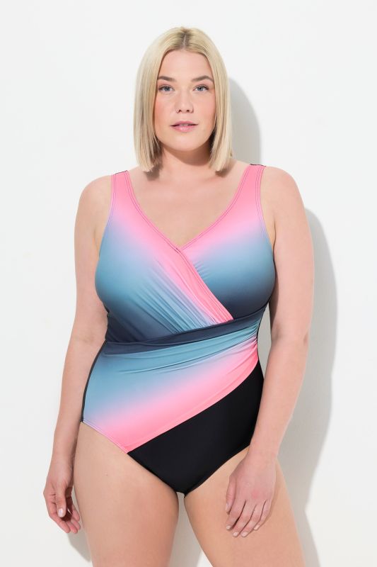 Gradient Wrap Look One Piece Swimsuit