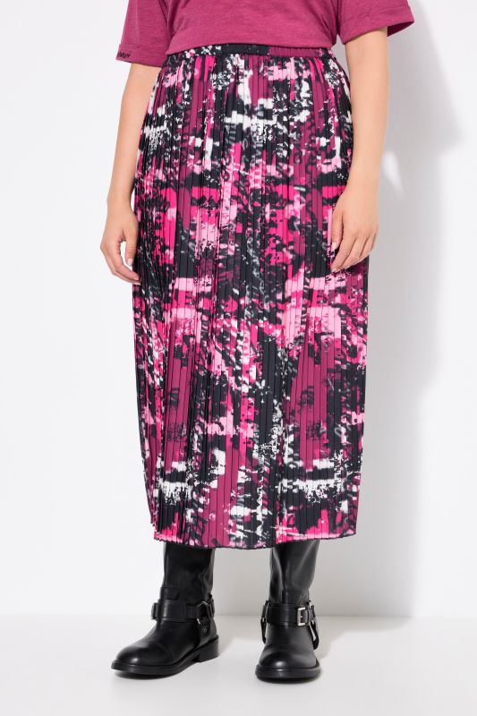 Pleated Graffiti Print Skirt