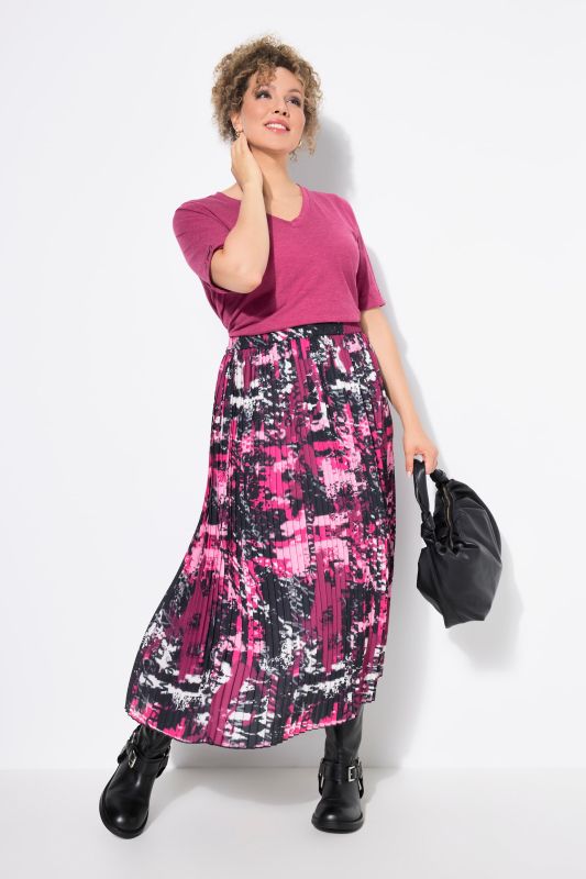 Pleated Graffiti Print Skirt