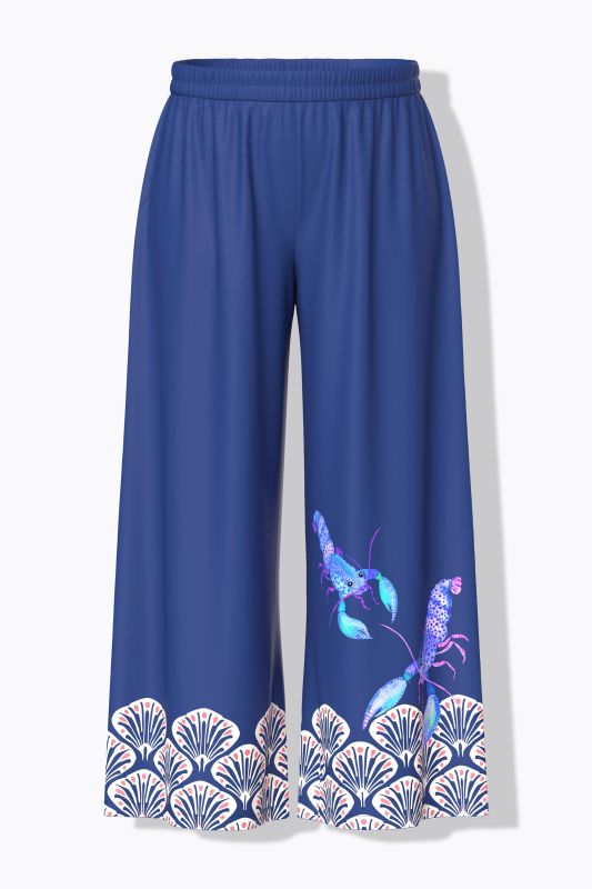 Maritime Detail Wide Leg Viscose Palazzo Pants