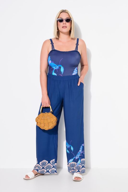 Maritime Detail Wide Leg Viscose Palazzo Pants