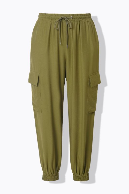 Cargo trousers, wide shape, elastic waistband and hem