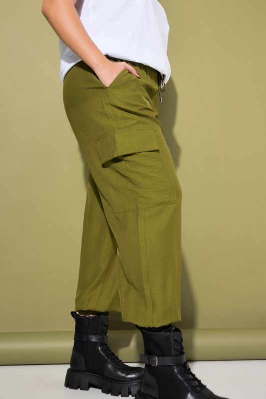 Cargo trousers, wide shape, elastic waistband and hem