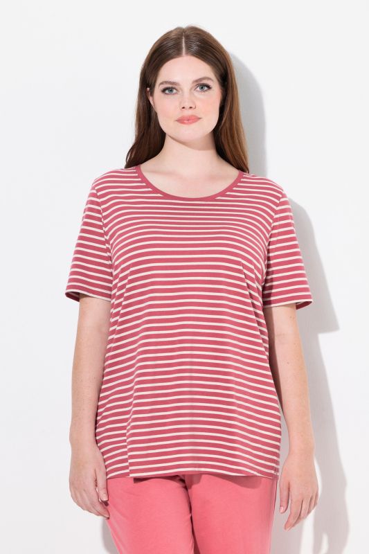 Eco Cotton Stripe Round Neck Short Sleeve Pajama Top