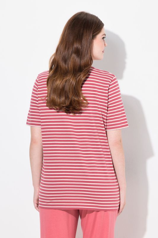 Eco Cotton Stripe Round Neck Short Sleeve Pajama Top