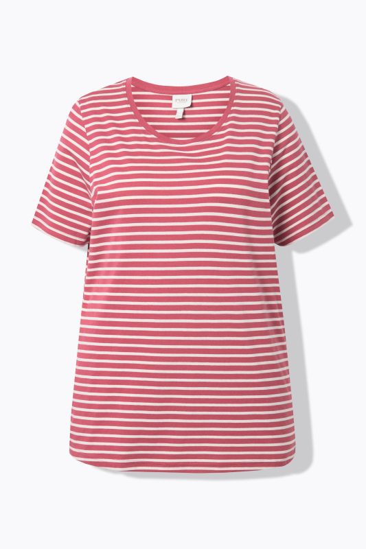 Eco Cotton Stripe Round Neck Short Sleeve Pajama Top