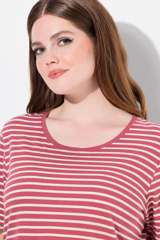 Eco Cotton Stripe Round Neck Short Sleeve Pajama Top