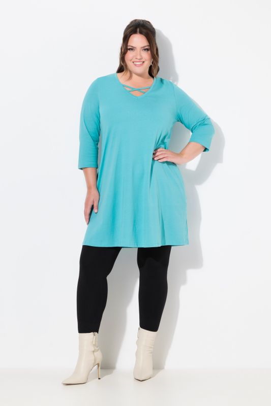 Criss Cross V-Neckline Swing Knit Tunic