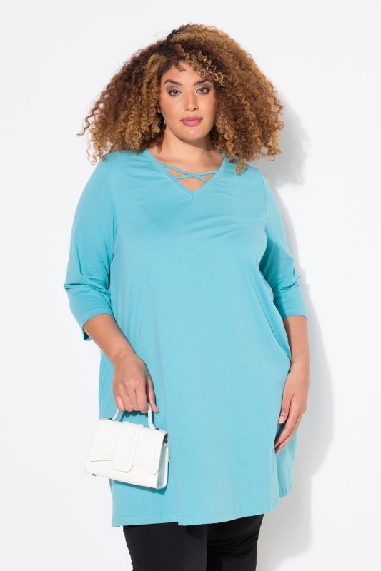 Criss Cross V-Neckline Swing Knit Tunic