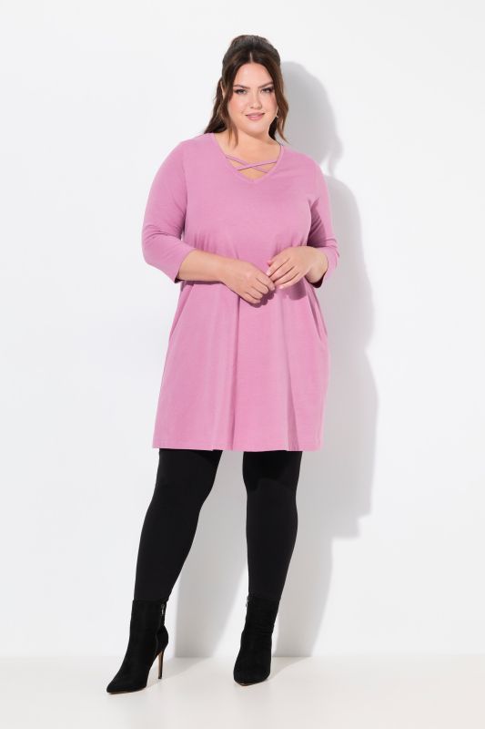 Criss Cross V-Neckline Swing Knit Tunic