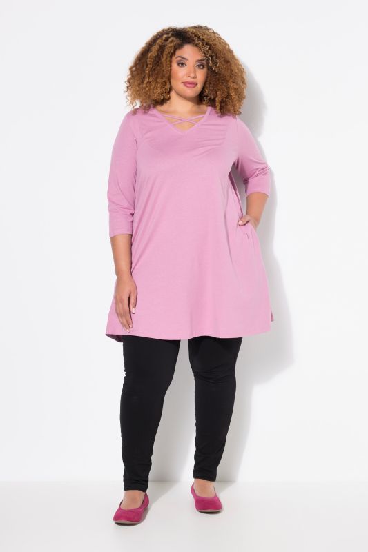 Criss Cross V-Neckline Swing Knit Tunic