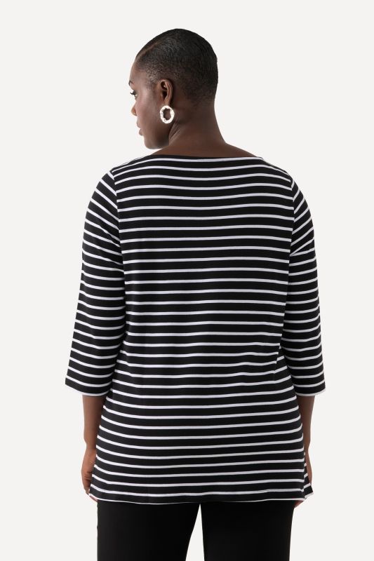 Striped Pima Cotton 3/4 Sleeve Tee