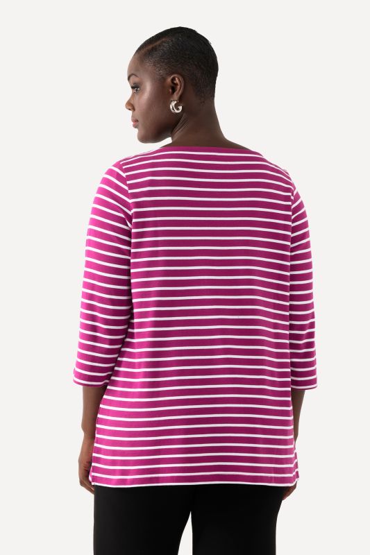 Striped Pima Cotton 3/4 Sleeve Tee