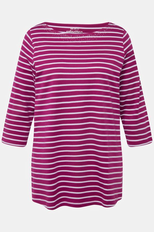 Striped Pima Cotton 3/4 Sleeve Tee