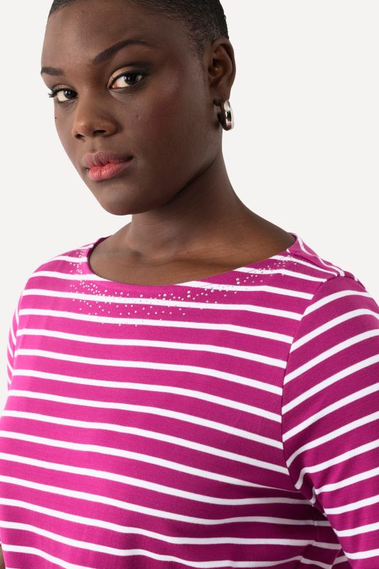 Striped Pima Cotton 3/4 Sleeve Tee