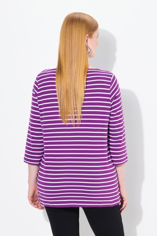 Striped Pima Cotton 3/4 Sleeve Tee