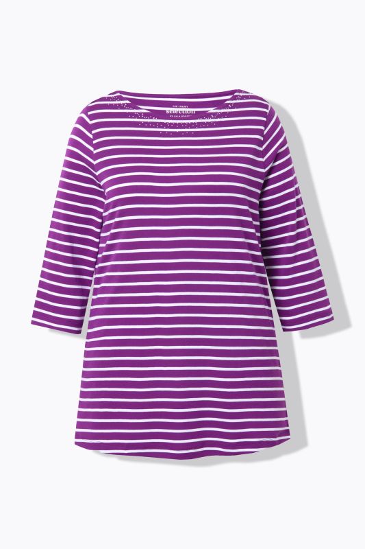 Striped Pima Cotton 3/4 Sleeve Tee