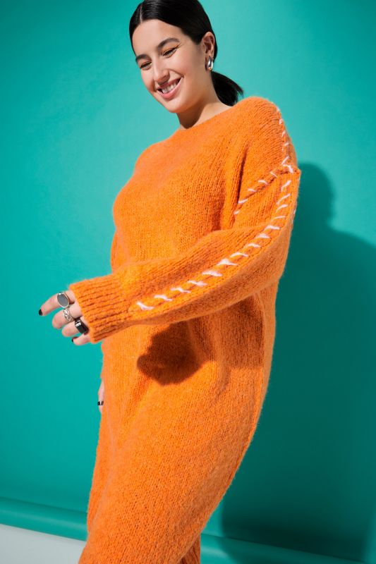 Oversized Seam Long Sleeve Sweater Dress