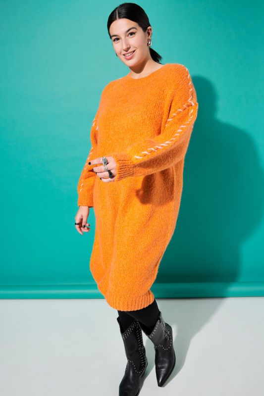 Oversized Seam Long Sleeve Sweater Dress