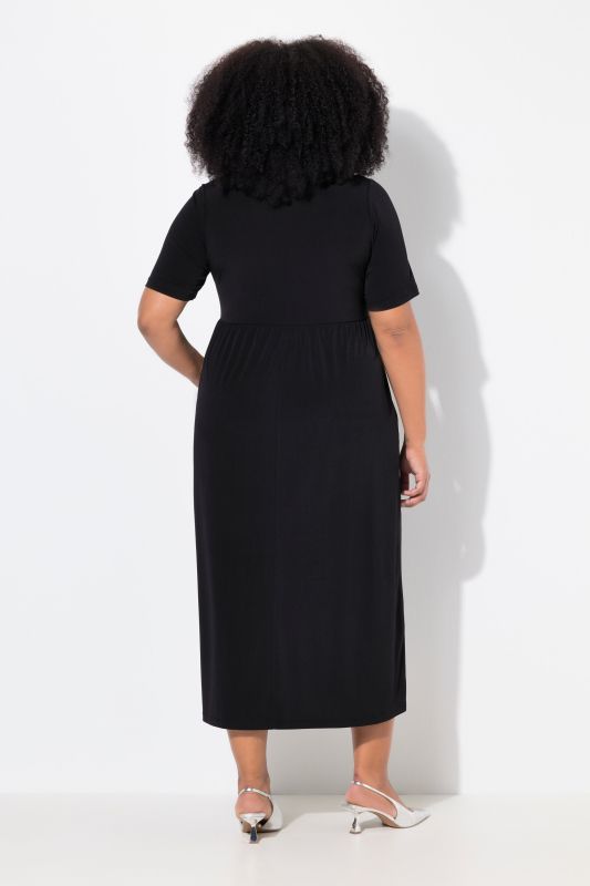 Matte Jersey Short Sleeve Empire Pocket Dress