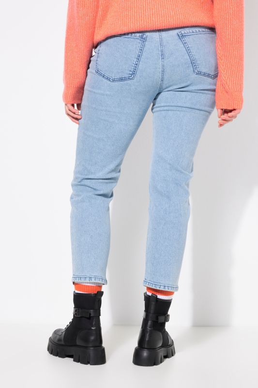 Elastic Waist Light Wash Mom Jeans