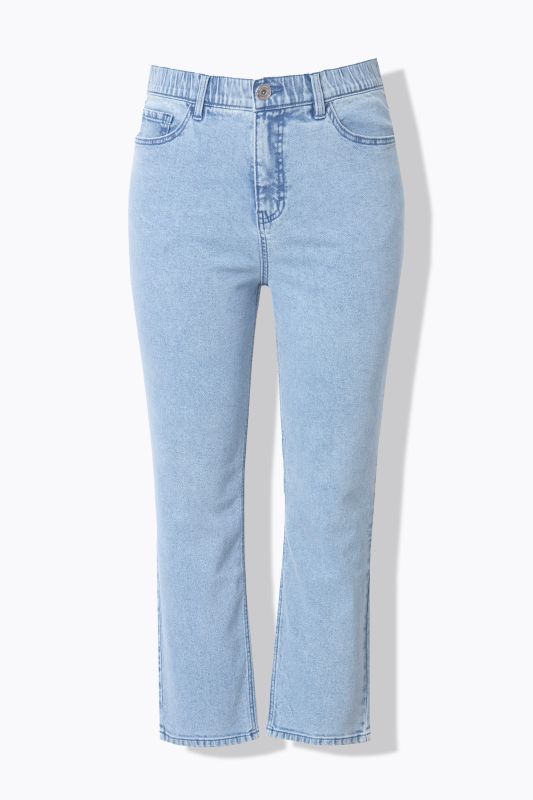 Elastic Waist Light Wash Mom Jeans