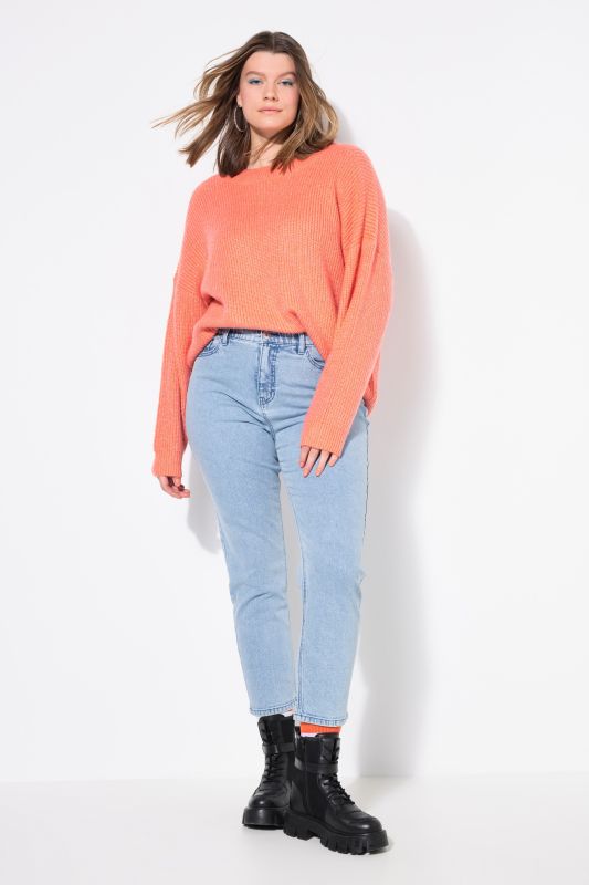 Elastic Waist Light Wash Mom Jeans