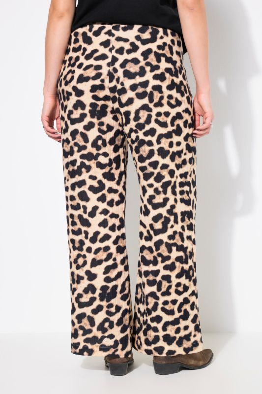 Leopard Print Elastic Waist Muslin Pants