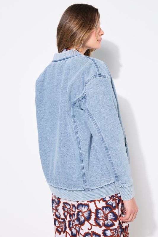 Denim Zip-Up Bomber Jacket