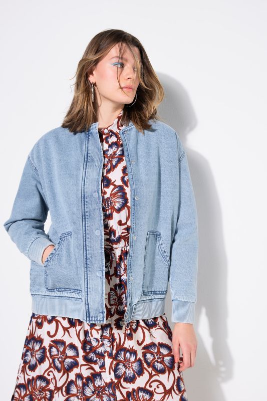 Denim Zip-Up Bomber Jacket