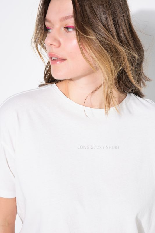 Long Story Short Embroidered Short Sleeve Tee