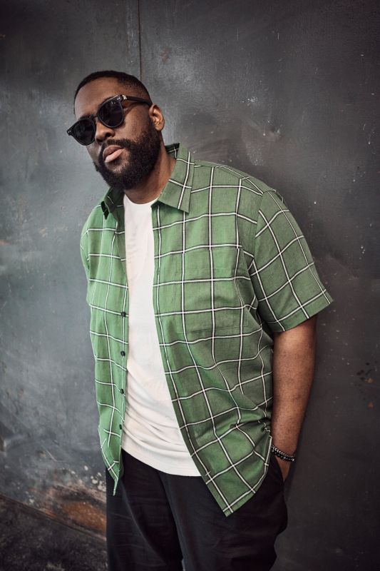 STHUGE linen blend check shirt
