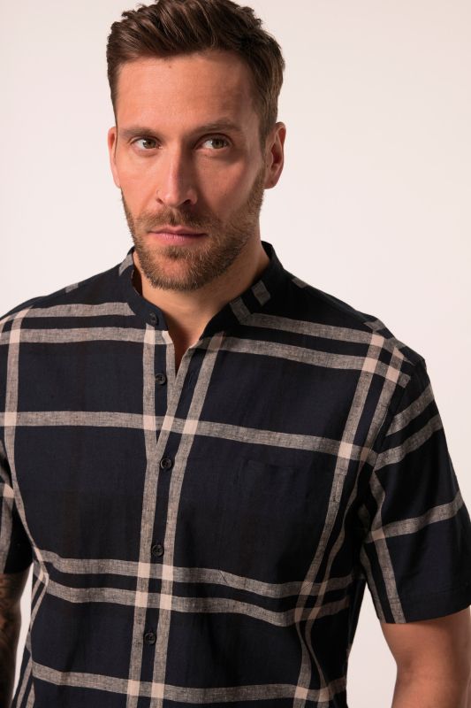 Linen blend check shirt