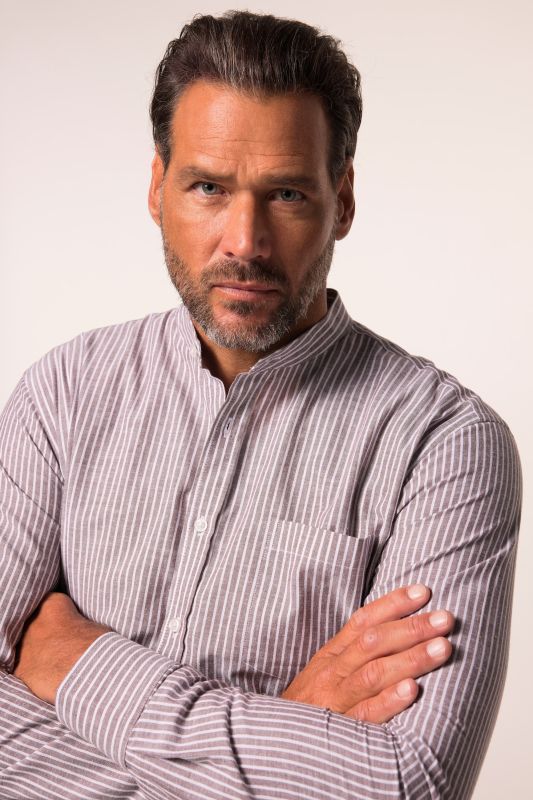 Linen blend striped shirt