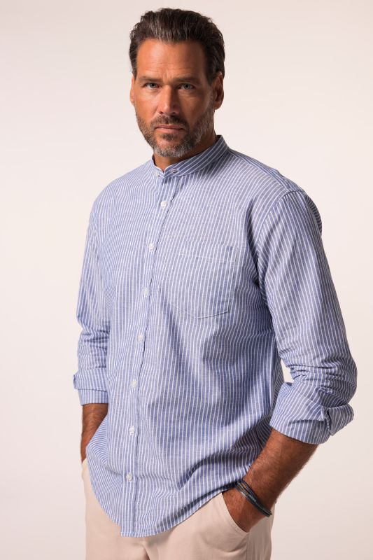 Linen blend striped shirt